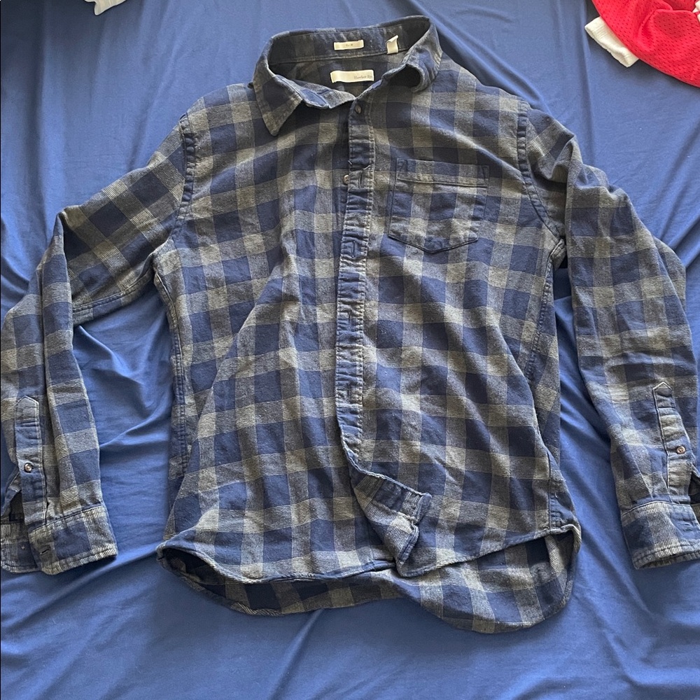 Men's Blue Plaid Casual Button Down Shirt